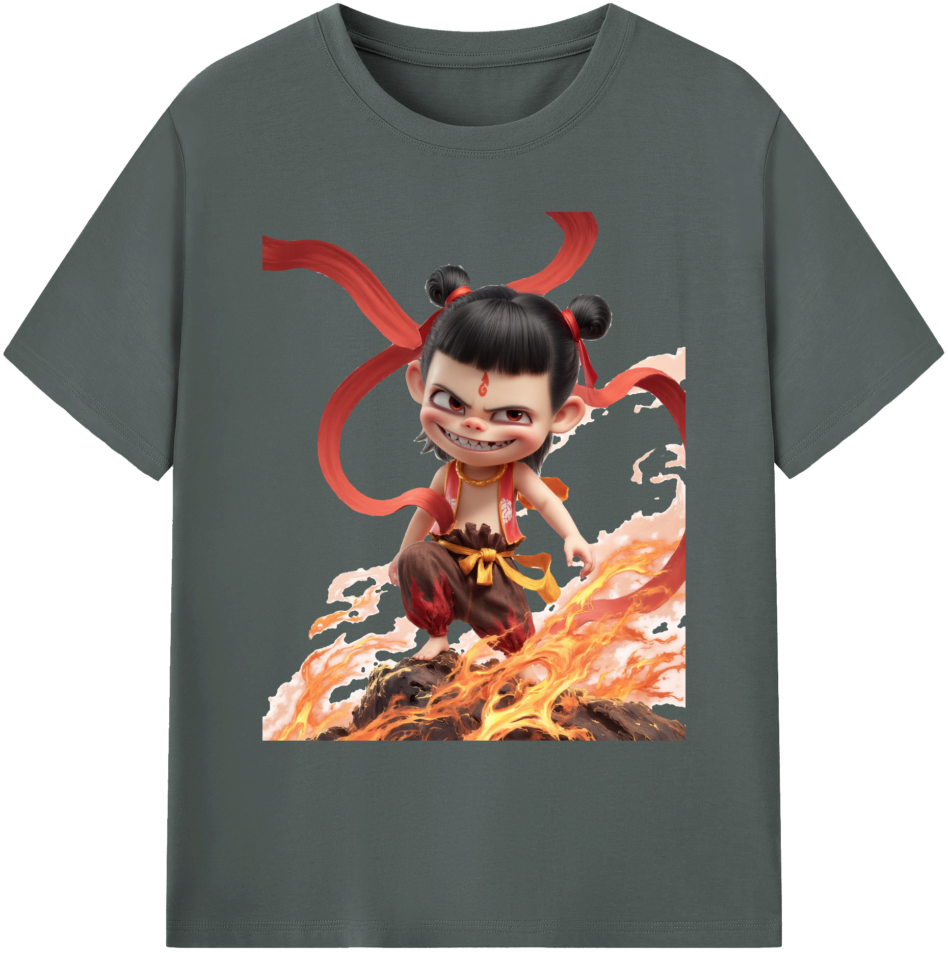 （画像用） Ne Zha 2 ナタ 魔童の大暴れ 綿100％ メンズ半袖Tシャツ｜肌触りやわらか＆通気性